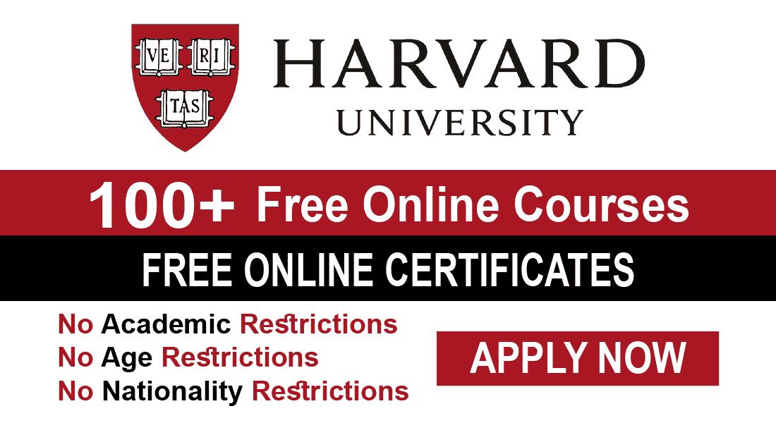 Harvard University Online Courses 2021, 100+ Online Free Courses